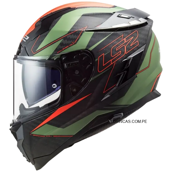 Casco LS2 FF327 FOLD Verde Mate/Naranja C/Pinlock 2