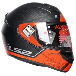 Casco LS2 FF352 STREET Negro Mate Neon Naranja 2