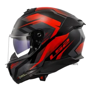 Casco LS2 FF808 Fury Negro Mate y Rojo 2