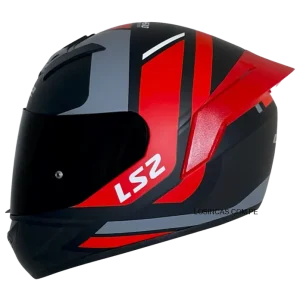 Casco LS2 NS352 Down Negro Mate con detalles en rojo 2